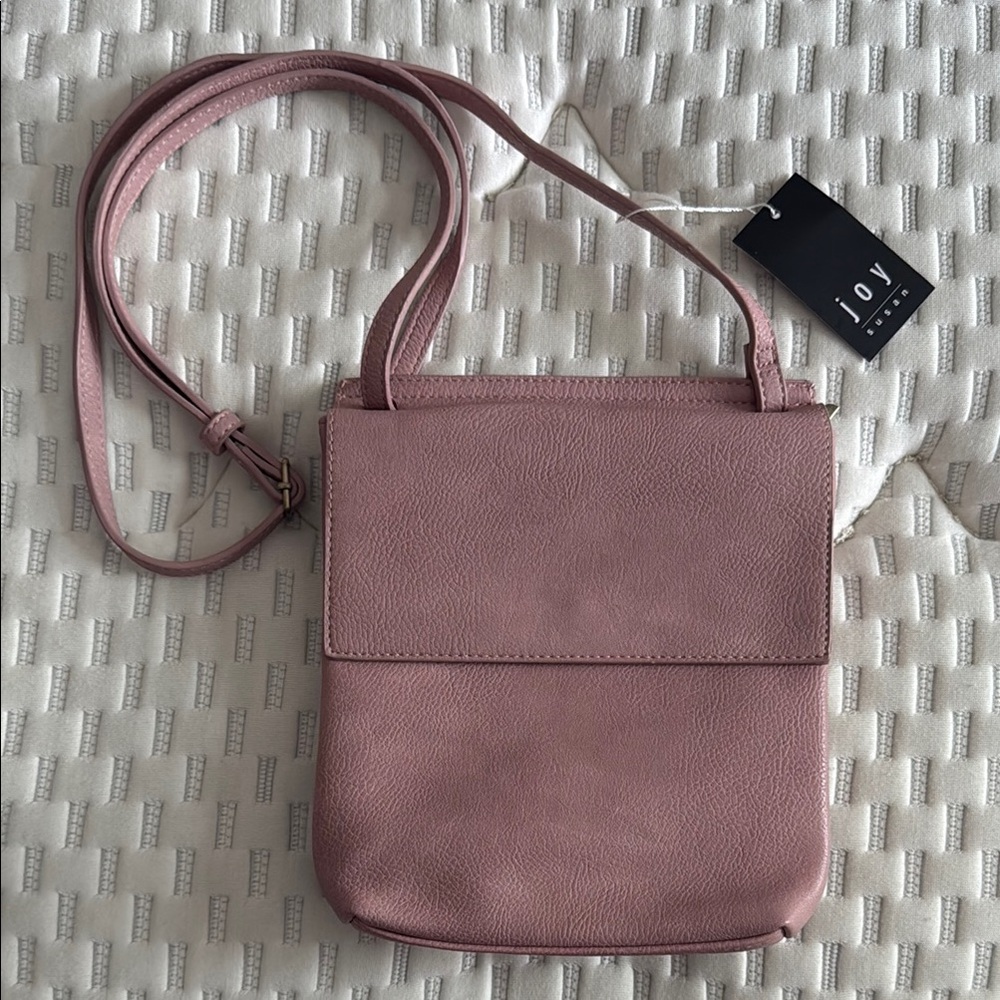 Joy Susan Pink Crossbody Bag with Adjustable Strap and Flap-Over Design